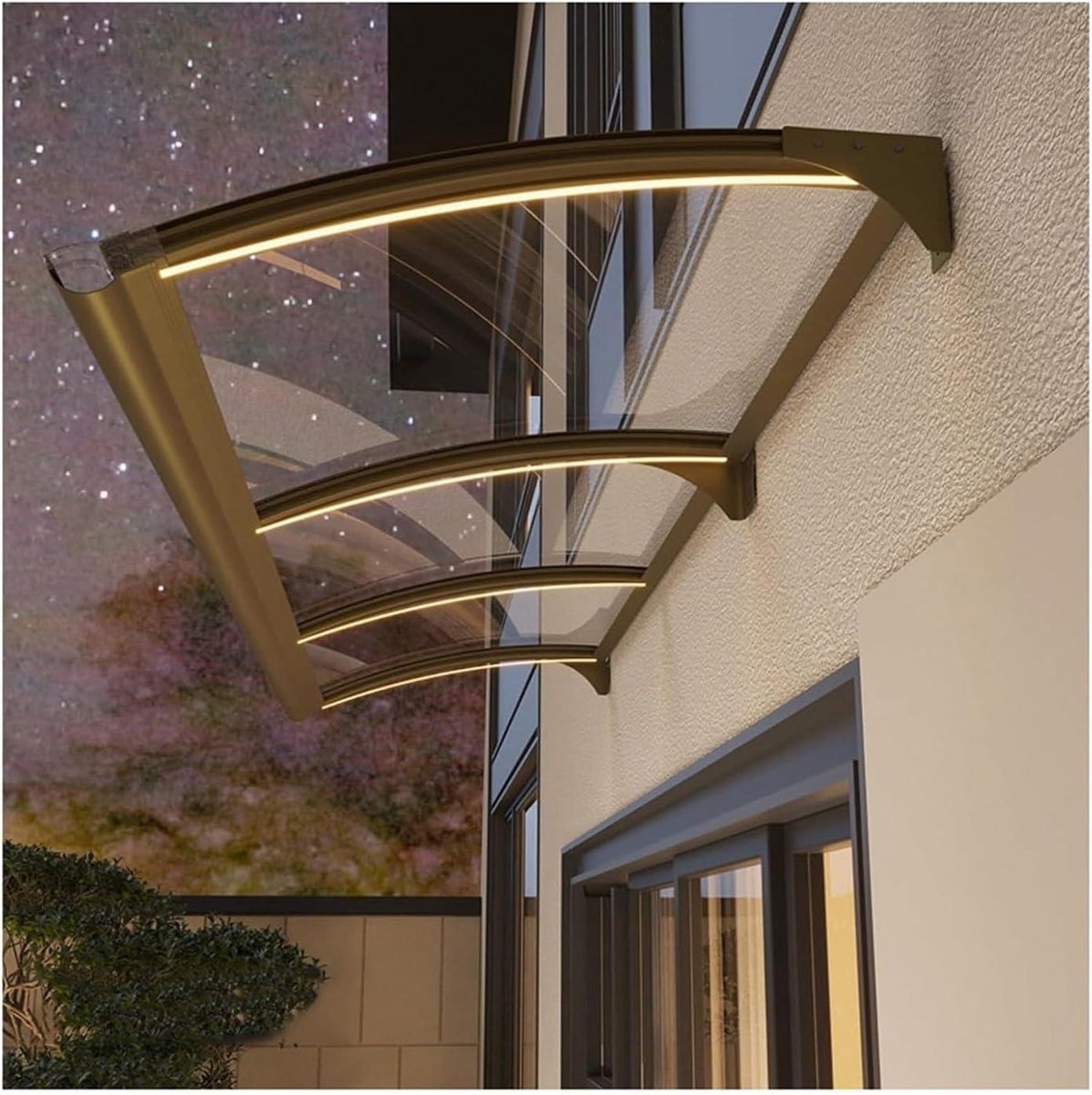 Luifel voor deur - Regenscherm raam - Bescherming tegen weer - Soepele waterafvoer - 45x130cm - Transparant