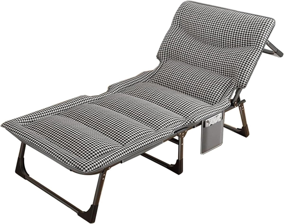 Klapbed Camping - Loungestoel - Ontspannen Buiten - Verstelbare Rugleuning - 190 cm - Zwart