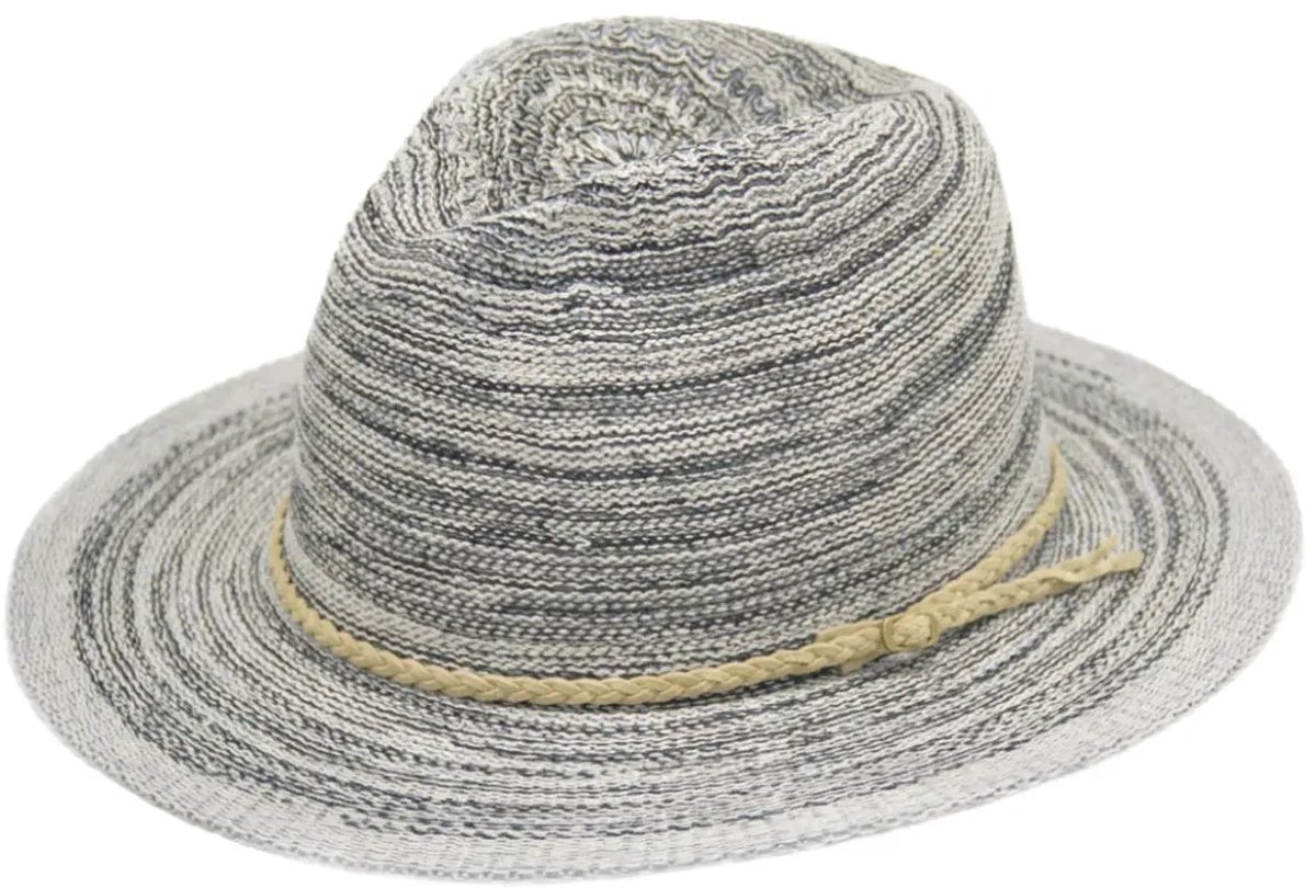 Fedora Hoed Dames & Heren - Olsen Zonnehoed met Touwdetail - UV Werend UPF50+ - Kreukbestendig - Maat: M-L: 57 cm - Grijs/Zwart