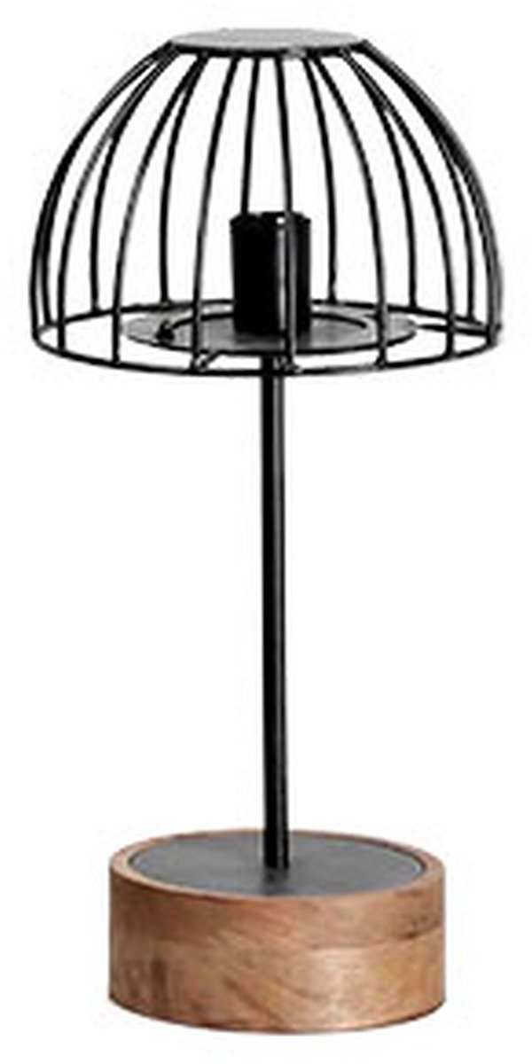 By Mooss - Tafellamp - Zwart - 60 cm - Industriële Tafellamp - Hout en Metaal - Sfeerverlichting - Woonkamer