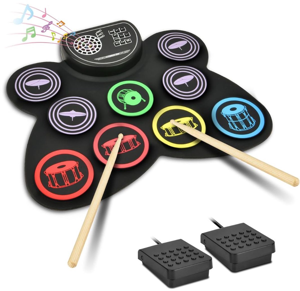 KAD® Elektrisch Drumstel - Ideaal voor Beginners - Compact & Reisvriendelijk - Zwart - 42cm x 18cm x 8cm
