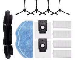 13 stuks Accessoireset - 1 hoofdborstel, 4 zijborstels, 2 reinigingsdoeken , 4 filterzeven en 2 stofzakken - Voor 360 S8, S8 Plus , 360 Botslab S8 Plus, Rowenta X-plorer Serie 75 S+ RG8597W, EZVIZ RE4 / RE5 Plus