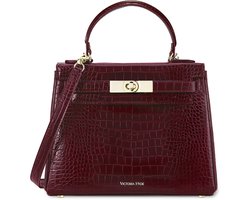 Victoria Hyde Tas - Damesshandtas - Handtas met één handvat - 28,5 × 22,5 × 12 cm - Verstelbare riem - Meerdere vakken - Sluiting met gesp voorop - Schoudertas - Crossbody - Bordeaux – voor werk en dagelijks gebruik