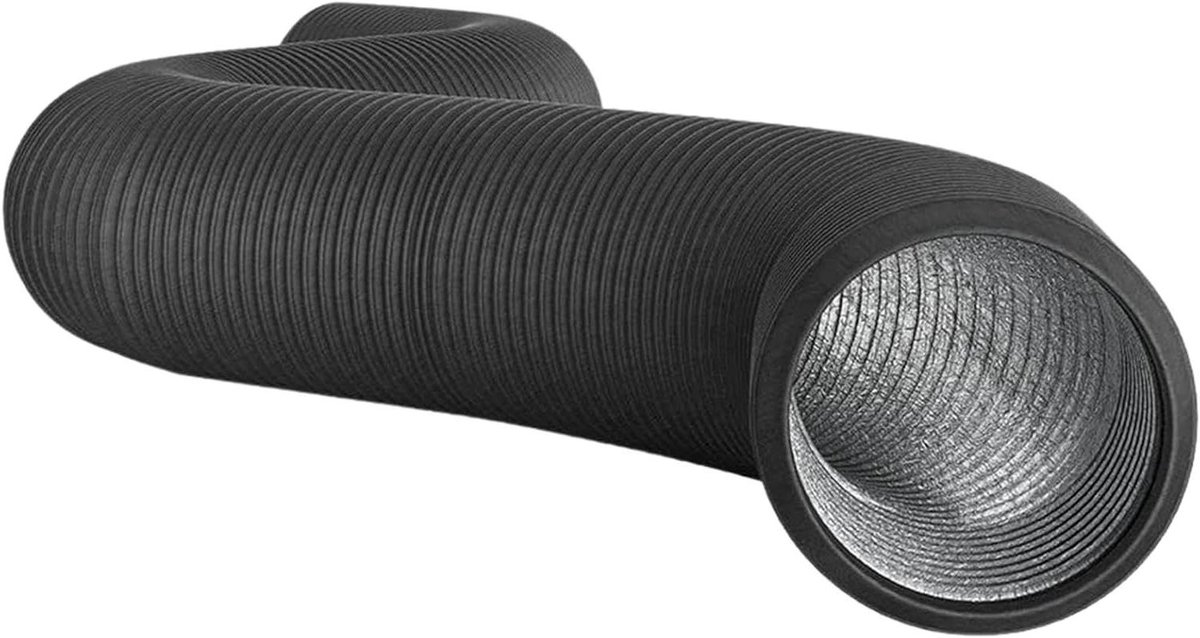 Ventilatieslang Droger - Afvoerslang Flexibel - Lucht Verplaatsen - Robuuste 4-Laags Constructie - 100 mm x 5 m - Zwart