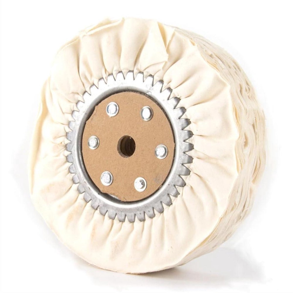 Polijstschijf Katoen - Afwerkingswiel - Metaal Bewerken - Geplooide Lagen - 200mm x 16mm - Wit