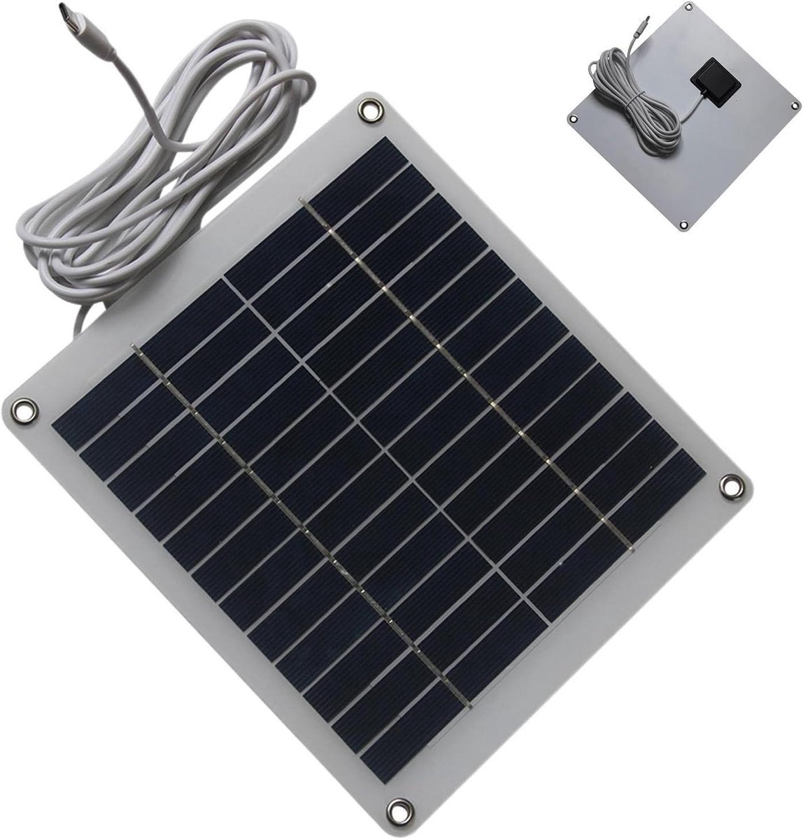 Zonnepaneel - Energie Oplader - Buitenstroom Voorziening - Waterdicht Ontwerp - 50W 12V - Zwart