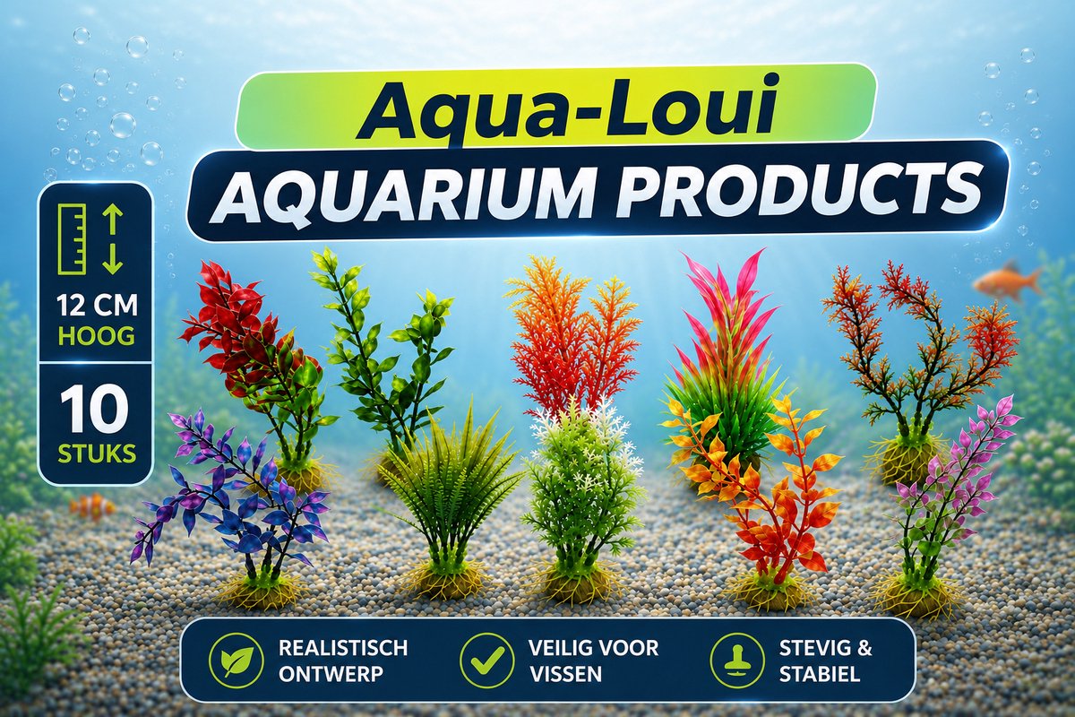 Aqua-Loui® - Aquarium Kunst planten Set - 10 Stuks - 12cm hoog - Kleurenmix - Geschikt voor Zoet- & Zoutwater - Veilig voor Alle Vissen