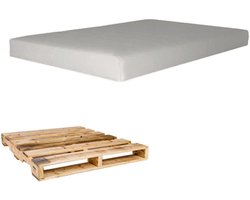 Arketicom Zitkussen voor pallets, 120 x 80 x 10 cm, beige, moderne bank, tuin, pallet, afneembare bekleding, kunstleer, rubber, polyurethaan