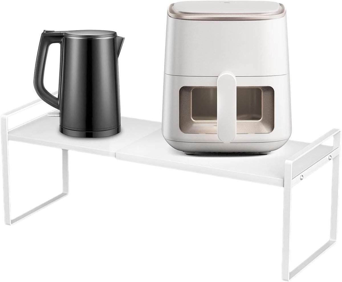 Keuken Aanrecht Plank - Magnetron Stand - Ruimte Besparen - Uitbreidbaar Ontwerp - 35-65cm Breed - Zwart