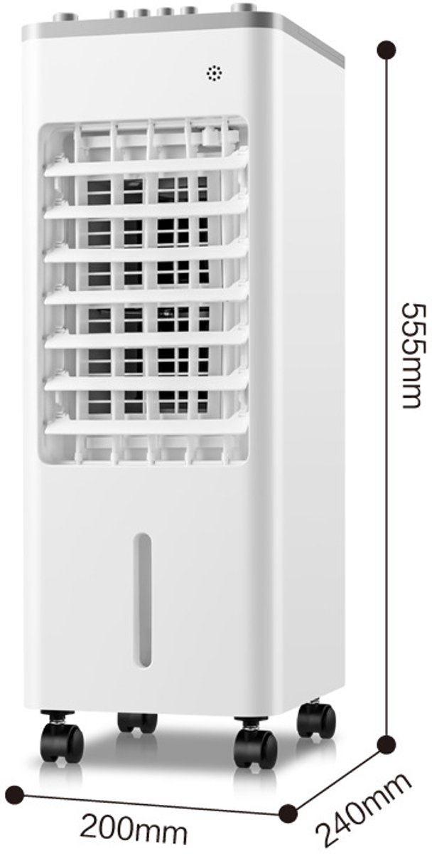 Stille watergekoelde ventilator draagbare airco met ijsblokkoeling zwenkfunctie links-rechts 3 standen, wit voor thuis en kantoor – foto 4