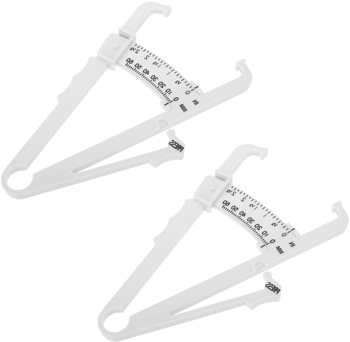 Huidplooimeter Set - Vetmeter Meetlint - Lichaamsanalyse Meten - Duurzaam ABS Materiaal - 2 Stuks - Wit
