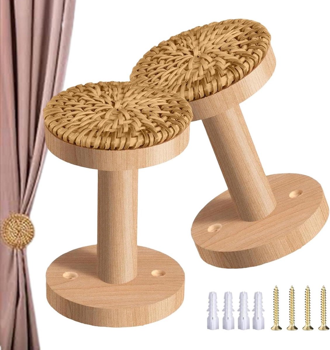 Gordijnhouders - Gordijnbevestiging - Gordijnen Fixeren - Handgeweven Boho Stijl - 2 stuks