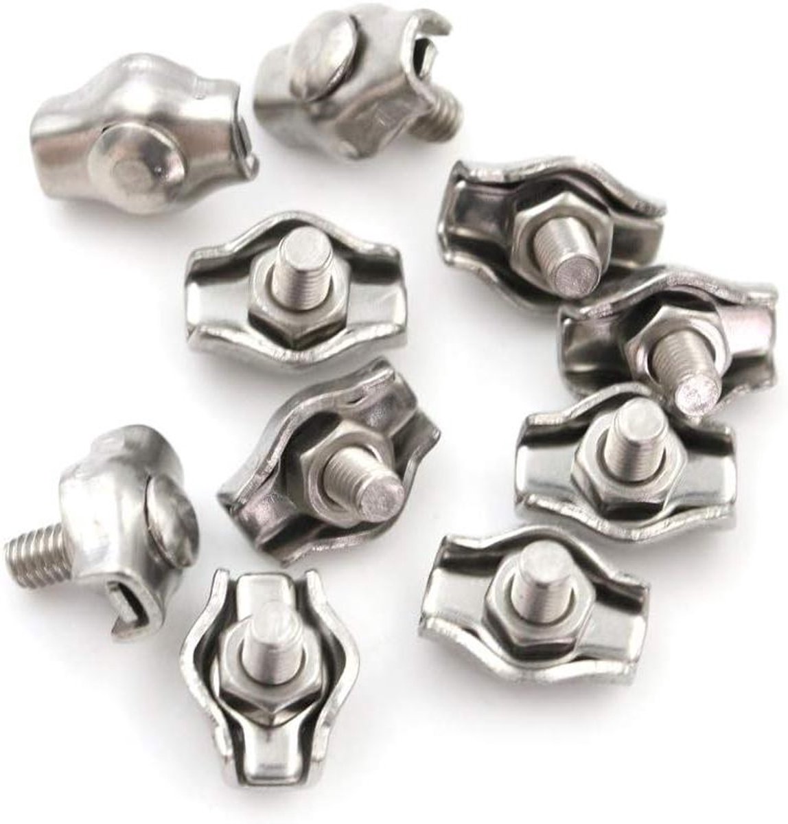 Touw Klem - Kabel Clip - Touw Bevestigen - Roestvrij Staal - M2 10 Stuks - Zilver