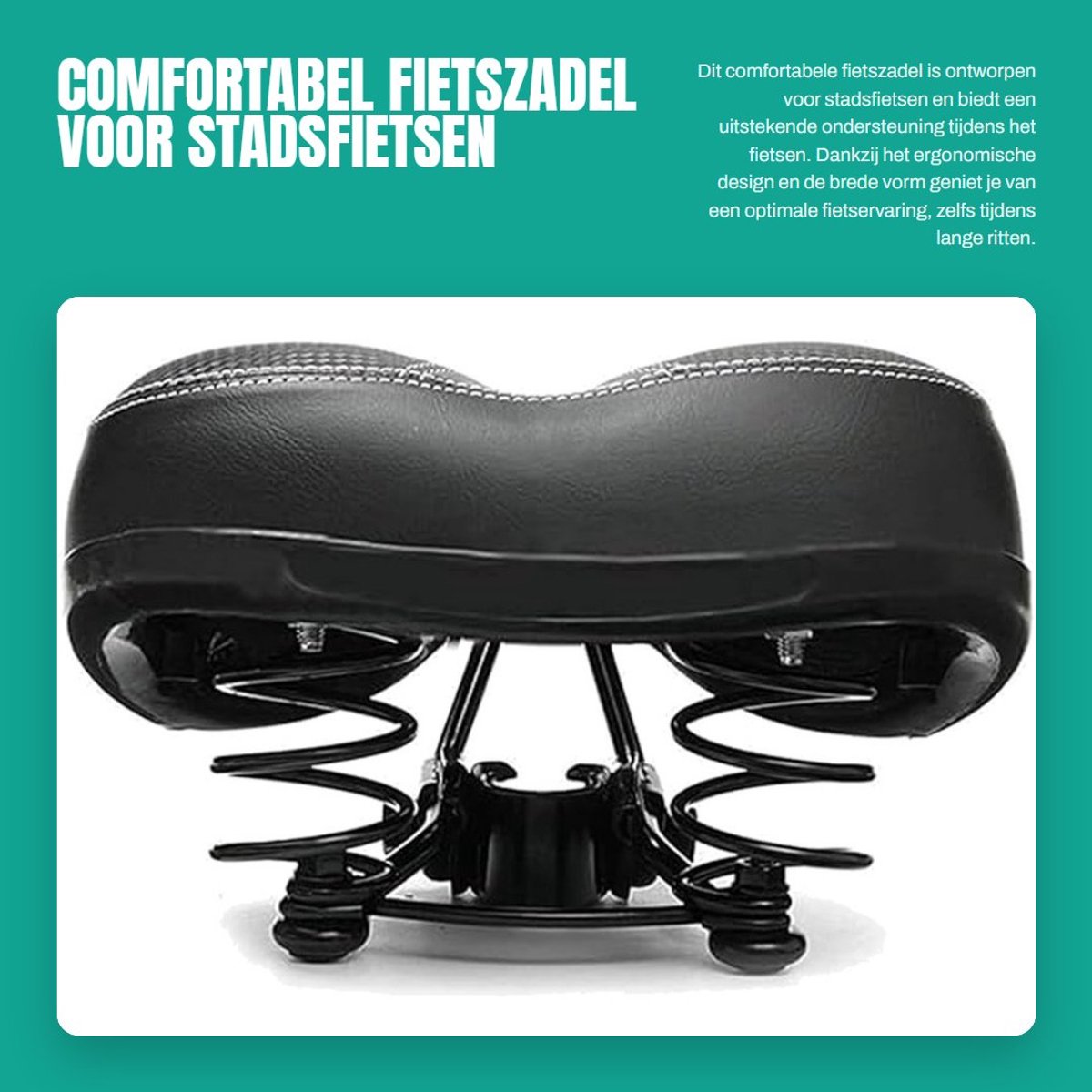 Dailygoods- Fietszadel Comfortabel - Ergonomisch Design - Schokdemping - Ademend Hollow-Design - Brede Road - Zachte Zadelpen - Fietsstoel