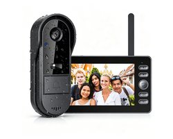 Draadloze Video Deurbel met 4.3″ Monitor – Geen App of Wifi Nodig – HD Nachtzicht – 170° Groothoek – Tweeweg Audio – 1800mAh Batterij – IP65 Waterdicht – 1080P Video-opname via MicroSD
