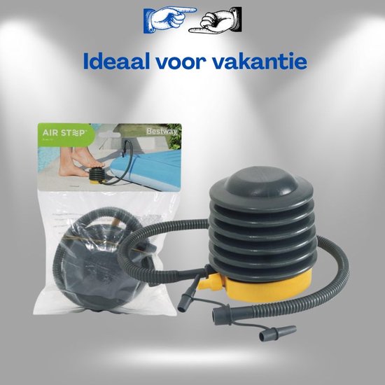 Bestway Voetpomp 62147 13 cm - Compacte Pistonpomp Voor Luchtbed Zwemband Strandbal En Opblaasboot - Inclusief 3 Opzetstukken En Flexibele Slang Voor Snel Oppompen Met Ebook — afbeelding 4