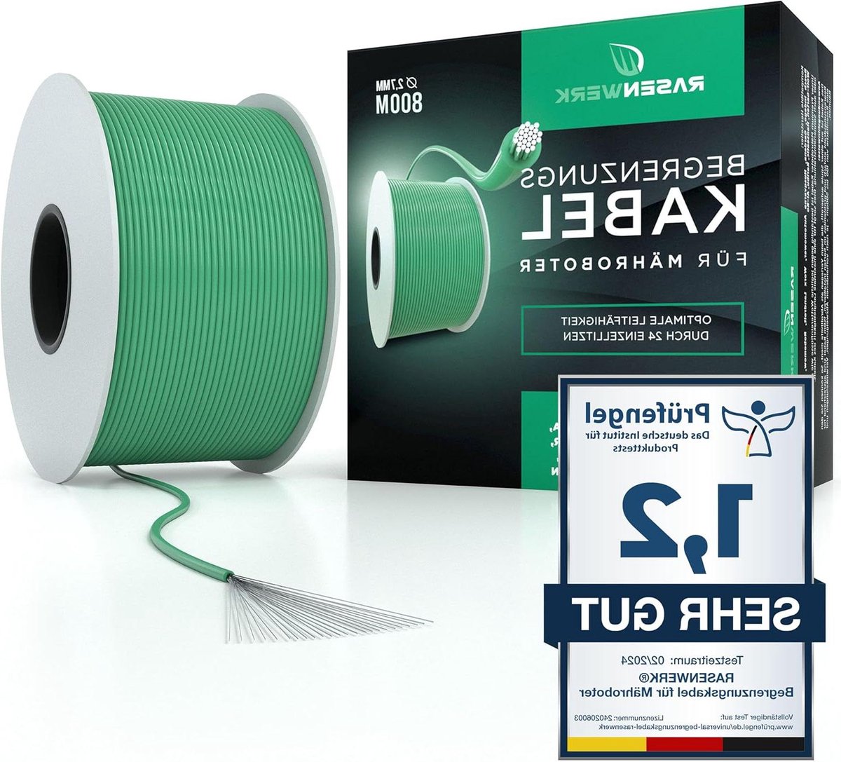 Universele Lus Kabel - Robotmaaier Draad - Gazon Afbakenen - Tinned Copper - 800 Meter - Groen