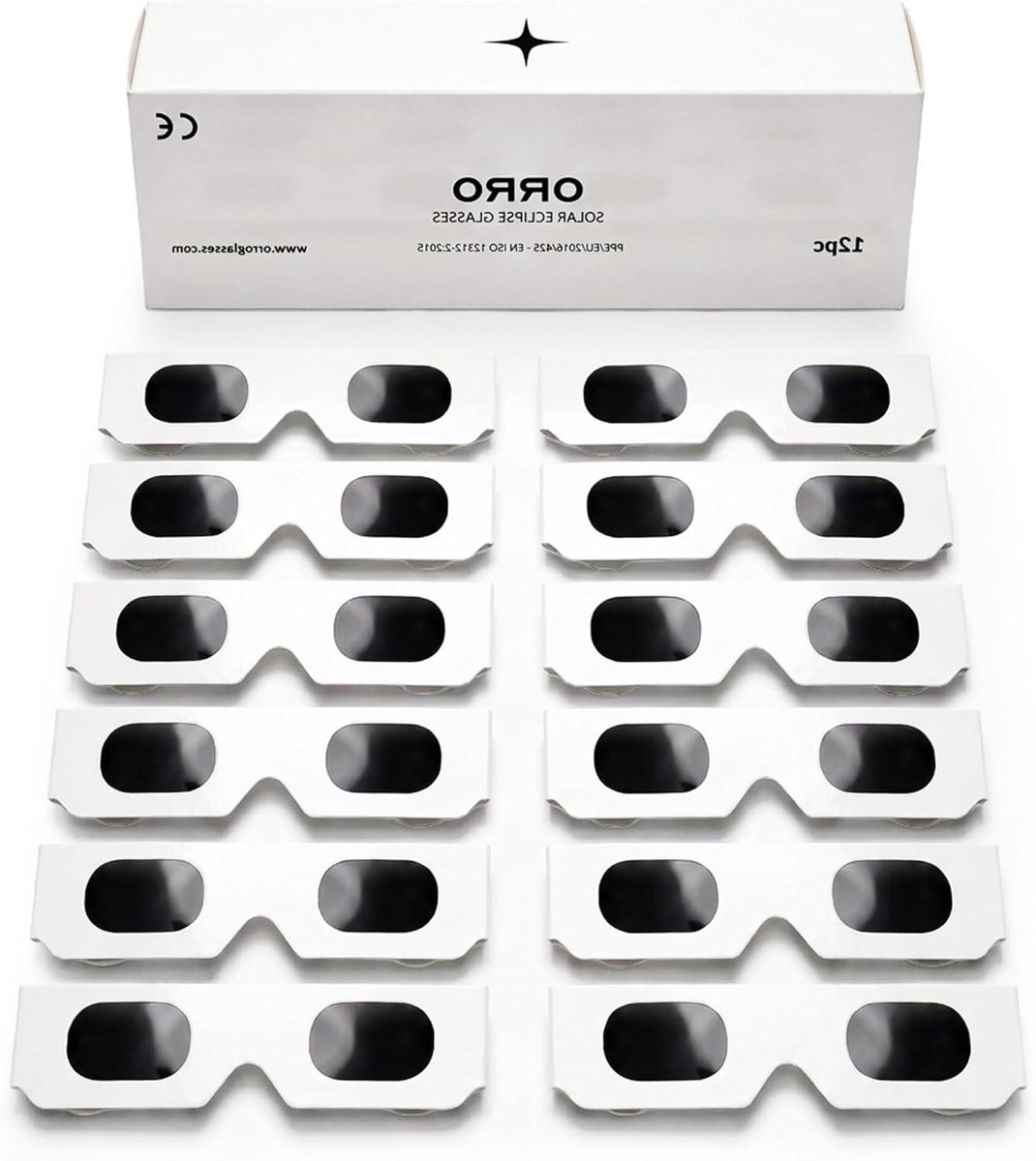 Zonnebrillen - Veiligheid brillen - Zon observeren - Gecertificeerde oogbescherming - 12 stuks - Wit