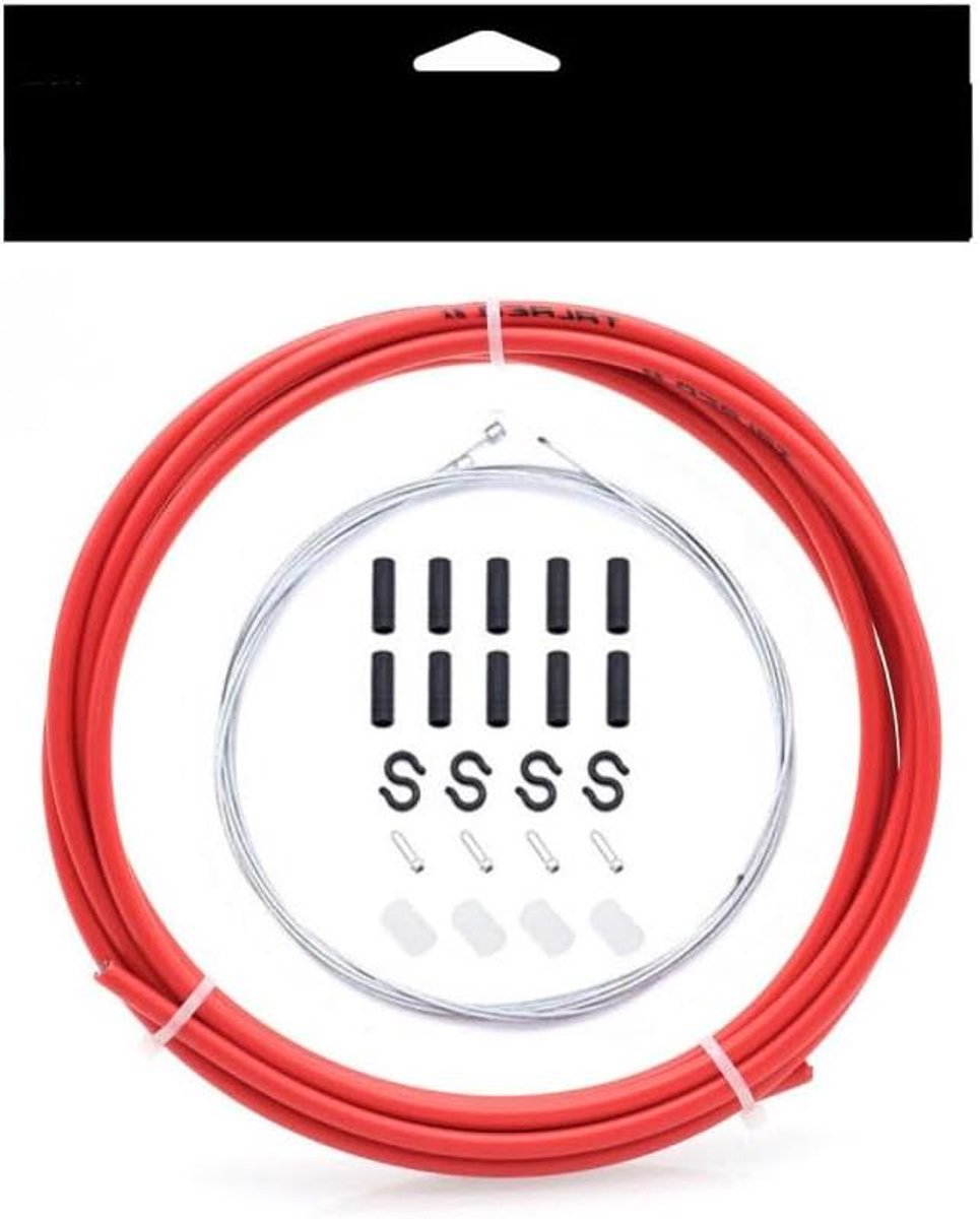 Fietsremkabelset - Schakelset Bowdenkabel - Fietsonderhoud - Sterke Staaldraad PVC-mantel - 4mm 5mm - Rood