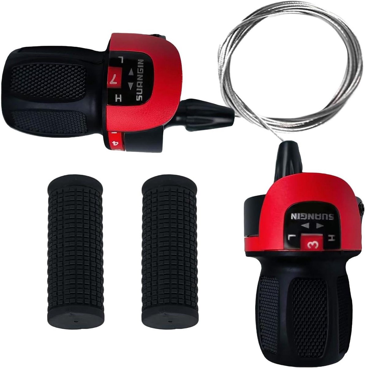 Fiets Versnellingspook - Schakelhendel Set - Fietsen Onderhoud - Antislip Rubber Grip - 3x7 Versnellingen - Meerkleurig