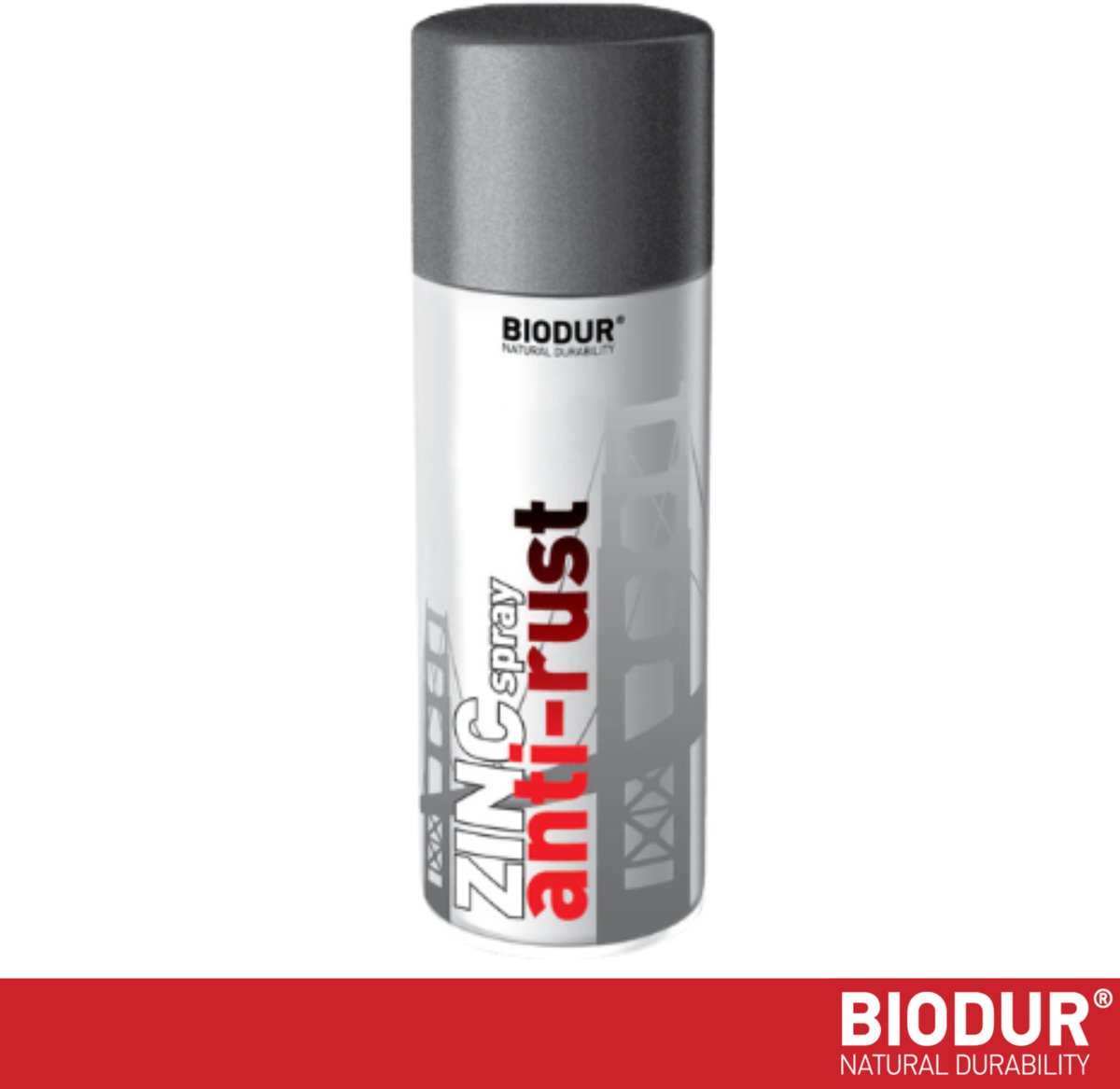 BIODUR Hittebestendige Zinkspray - 400ml - Anti-roest - Tot 400°C - Sneldrogend - UV/Weerbestendig - Voor Binnen & Buiten