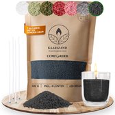 Comforder 400g Kaarsenzand Zwart - Burning Sand - Kaarsen Maken voor Volwassenen - 50 branduren - Met 4 lonten