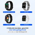Vier stijlvolle bandjes voor de Siltcon Smartwatch Pro: nylon, zilver staal, zwart silicone en grijs silicone.