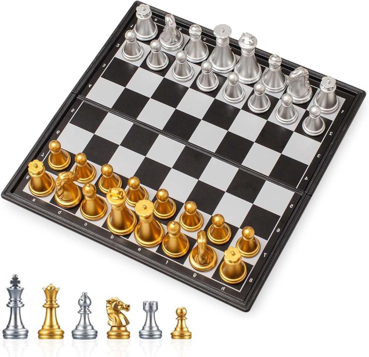 Schaakbord Set - Magnetisch Schaakbord - Logisch Denken Trainen - Opvouwbaar en Draagbaar - 30 x 15 cm