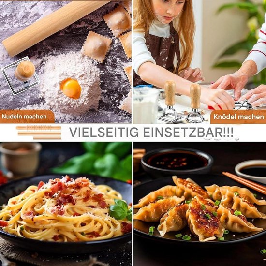 Pastamachine Set - Knedelmaker Tools - Zelf Pasta Maken - Hout en Metaal - 8 Delig - Meerkleurig van Pastamachine — afbeelding 5