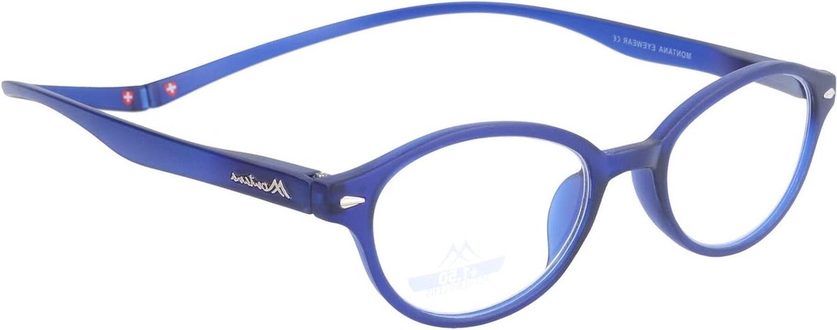 Ovale Leesbril - Hulpbril Lezen - Comfortabel Lezen - Magneetsluiting Beugels - 48 mm Lens - Blauw