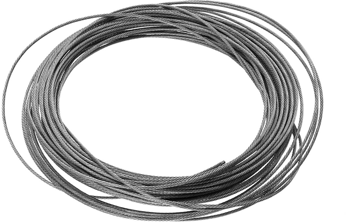 Roestvrijstalen Kabeldraad - Metaaldraad Staalkabel - Hijsen en Beveiligen - 304 Roestvrij Staal - 15 Meter - Zilverkleurig