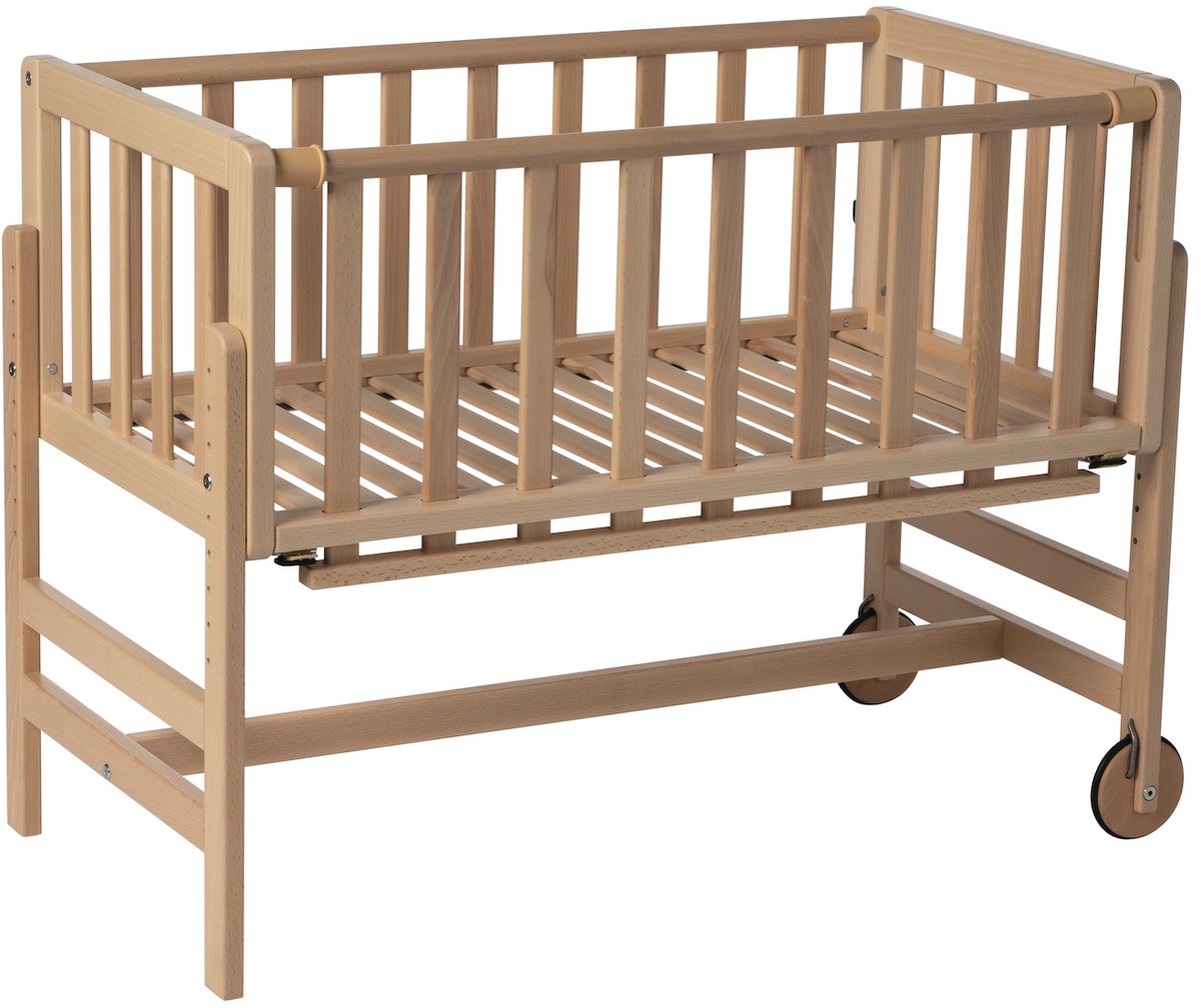 Geuther Betty Co-Sleeper, Aanschuifbed, Wieg - Met Wielen - 45x90 cm - Babybedje tot 9 kg - Massief beukenhout - Eco / Hout