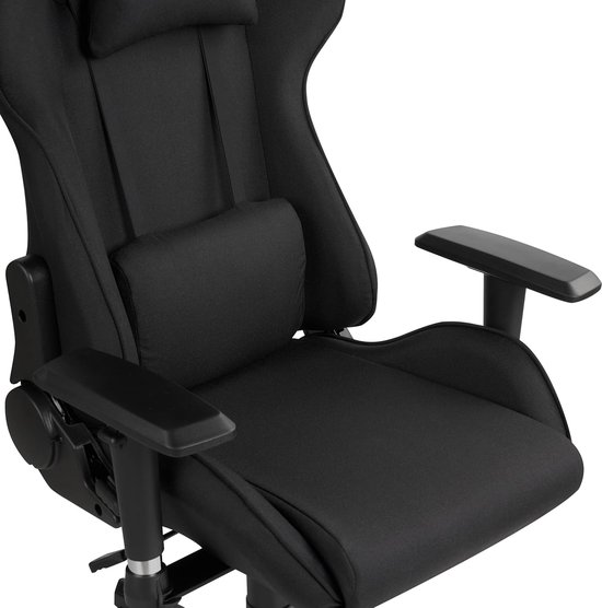 Gamestoel Stof - Ergonomische Stoel - Comfortabel Zitten - Verstelbare Rugleuning - 132 cm - Zwart — afbeelding 2