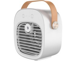 Mobiele Airco Alternatief – Mini Aircooler met Water – Draagbare Koelventilator met 4000 mAh Batterij – Tafelventilator en Luchtkoeler voor Bureau, Slaapkamer, Auto en Kamperen – 3 Windsnelheden – Type-C – 128ML -wit