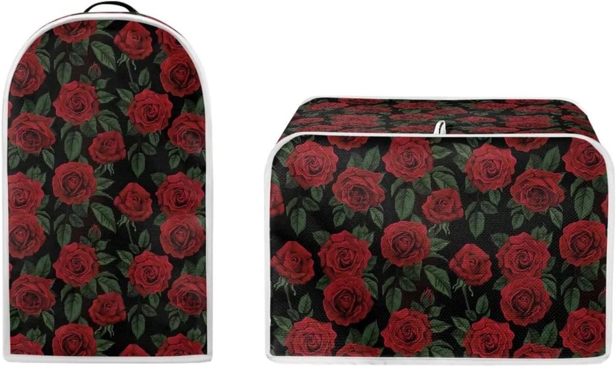 Apparaat Hoezen Set - Keuken Beschermers - Keuken Organisatie - Spatbestendig Materiaal - Universele Maten - Rood Roos Patroon
