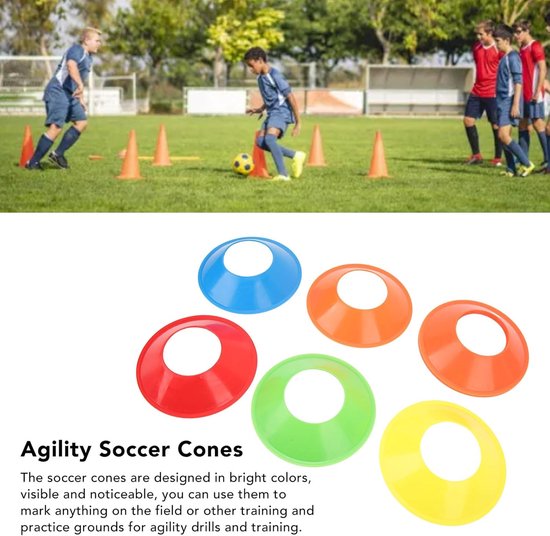 Voetbalschijfkegels - Trainingskegels Markering kegels - Sporttraining Verbeteren - Flexibel en onbreekbaar - 10 stuks 19.5 cm - Helder — afbeelding 3