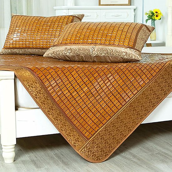 Zomerslaapmat Bamboe - Koelmatras Slaapmat - Koel Slapen - Natuurlijke Bamboe - 150x195cm - Wit — afbeelding 4