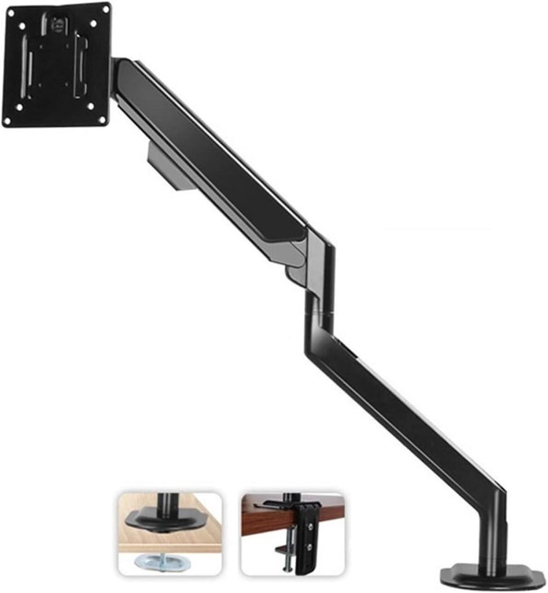 Monitor Arm - Scherm Beugel - Ergonomisch Werken - Gasveer Verstelbaar - Tot 32 Inch - Zwart