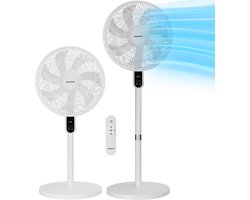 Aigostar Statiefventilator – Staande Ventilator met Afstandsbediening – 3 Snelheden – in Hoogte Verstelbaar – 7 bladen – Stille Ventilator – 50W – Wit