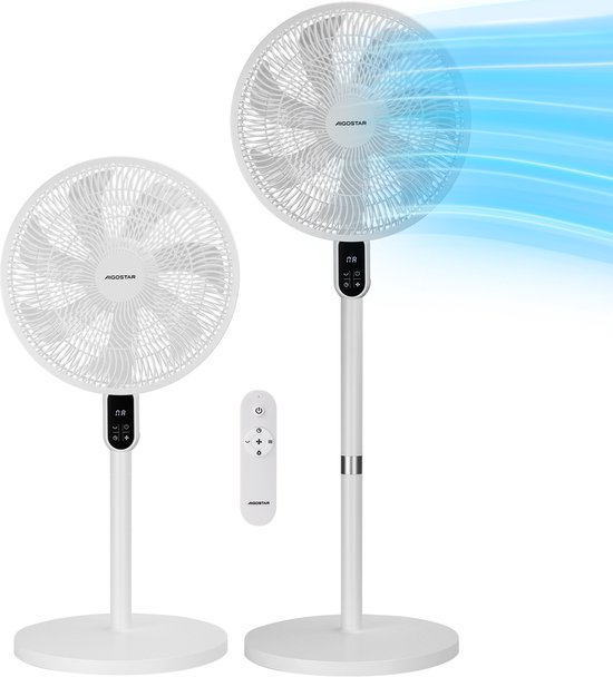 Staande ventilator Aigostar Still 7 bladen, 3 snelheden, afstandsbediening, 12u timer, verstelbaar, fluisterstil