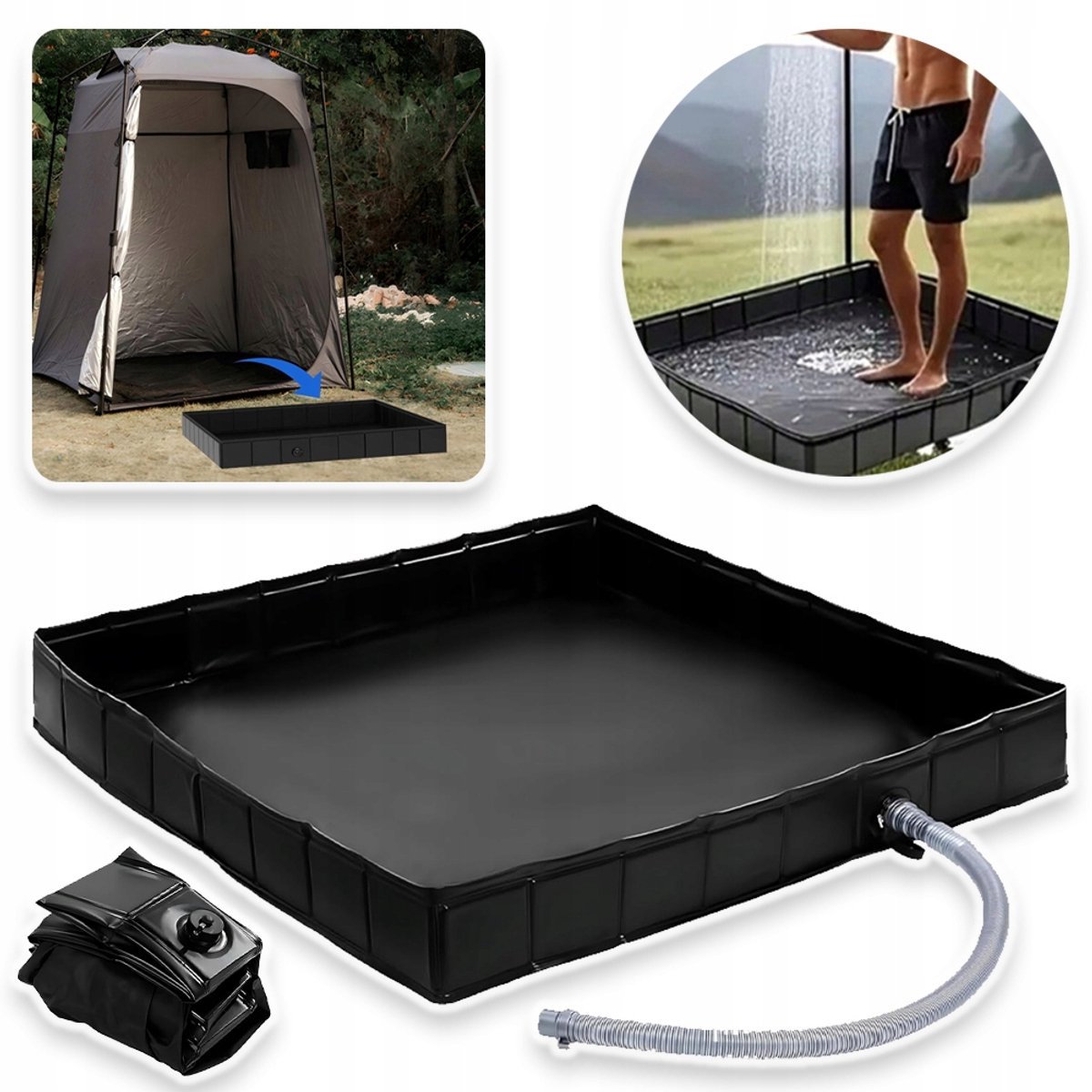 Draagbare Douchepan - 104*104*13cm Opvouwbare Douchebak Met Afneembare Afvoerpijp - Ideaal Voor RV Outdoor Indoor Douchecabine Behuizingen