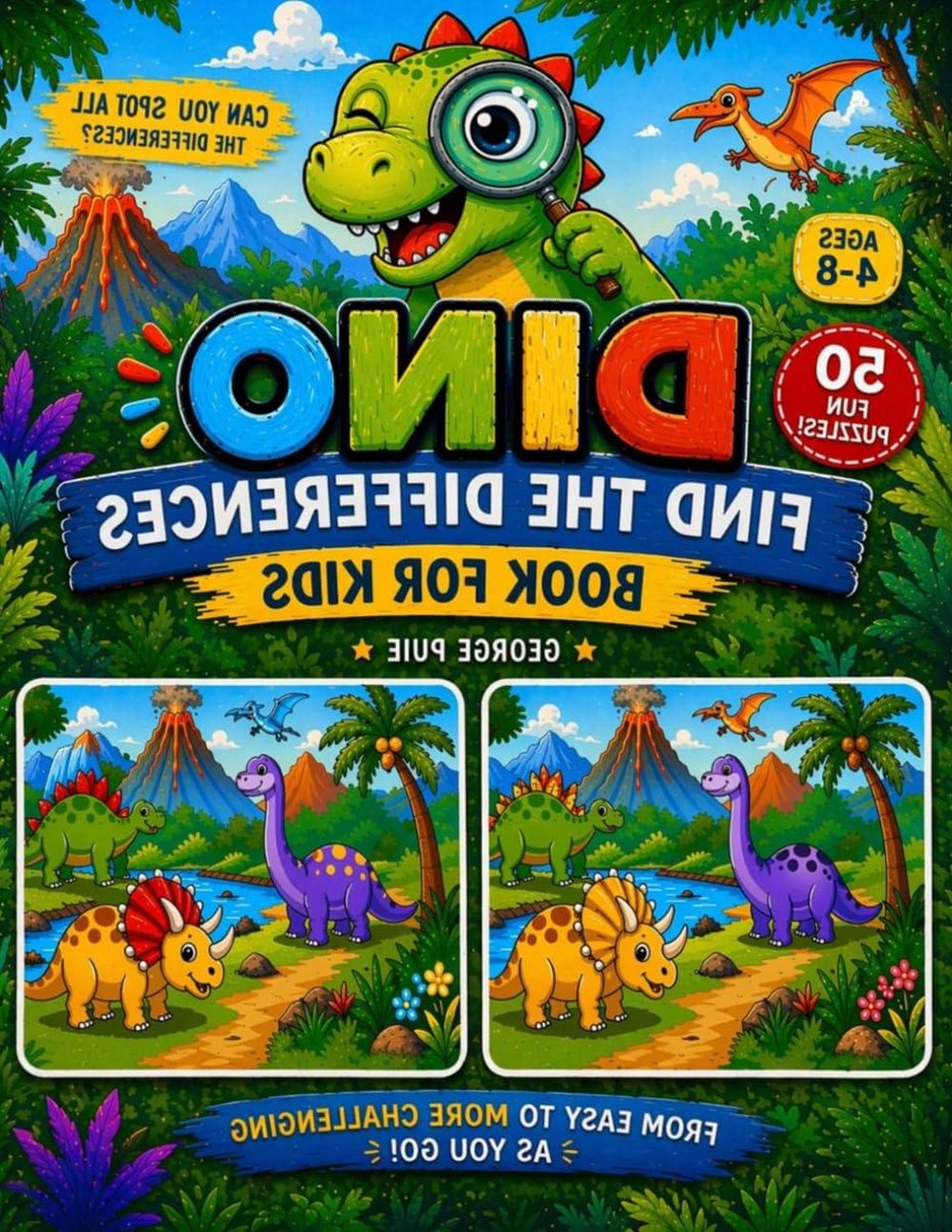 Dino Zoek Verschil Boek - Puzzelboek Kinderen - Visuele Vaardigheden Trainen - 50 Puzzels Met Groeiende Moeilijkheid