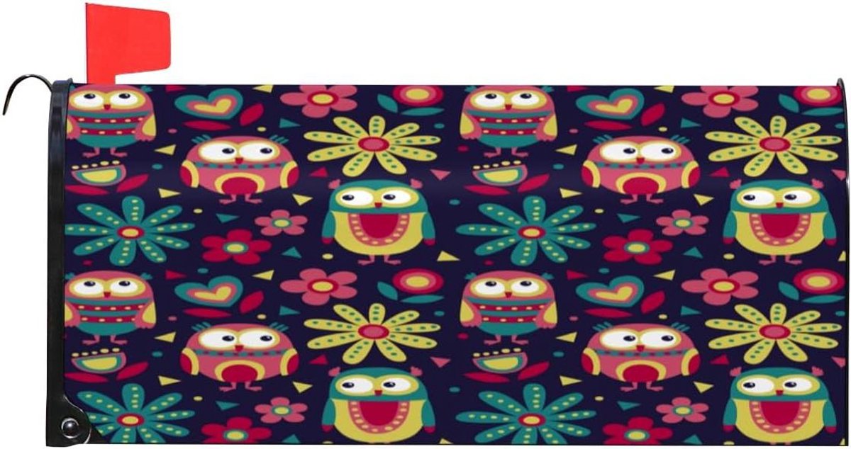 Brievenbus Cover - Magnetische Wrap - Buiten Decoratie - Weerbestendig PVC - 528 x 457 cm - Uil Bloemen
