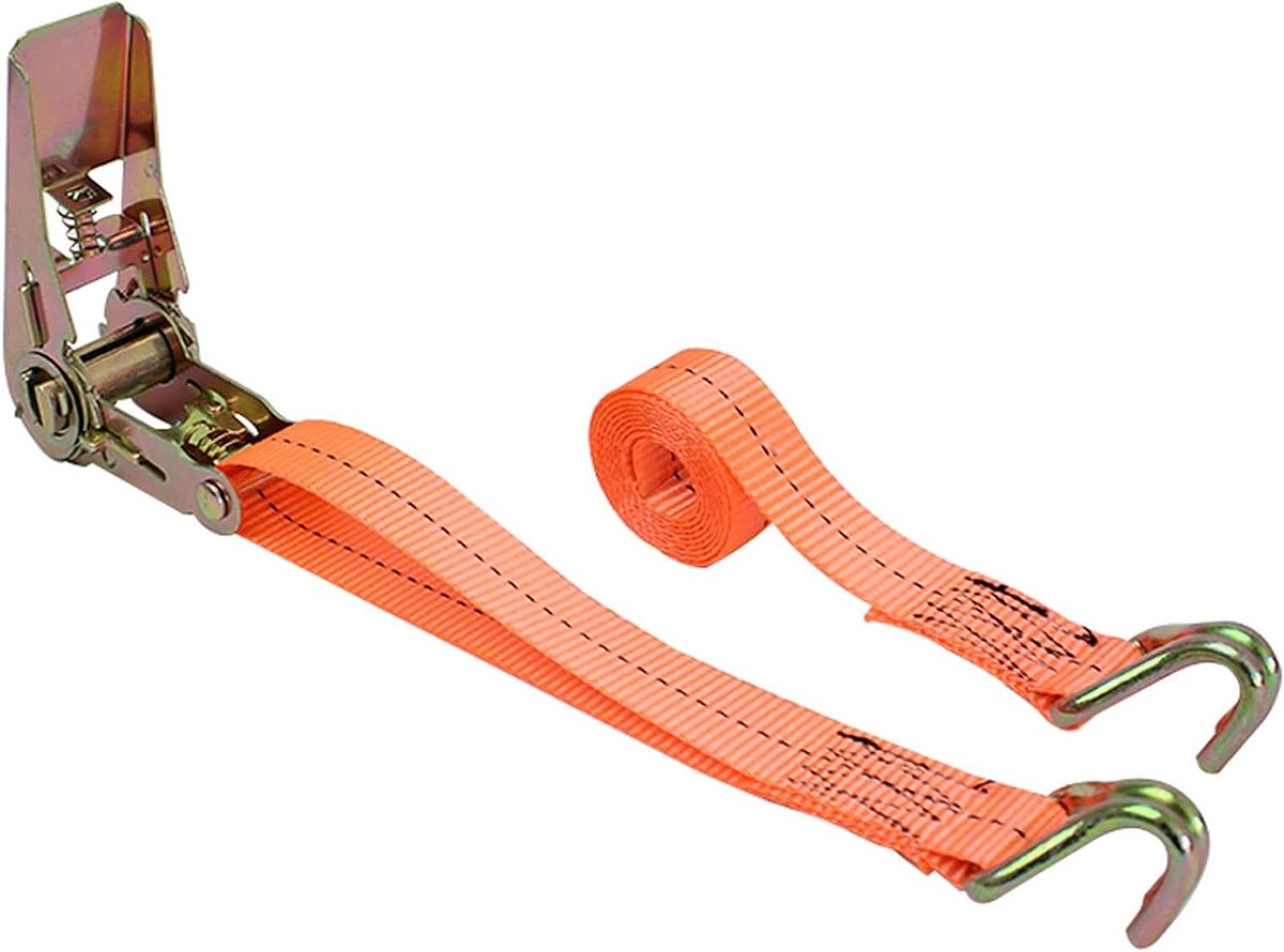 Spanbanden Set - Ratelriemen Sjorbanden - Lading Zekeren - Met Rubberen Handgreep - 0.025 x 3m - Zwart