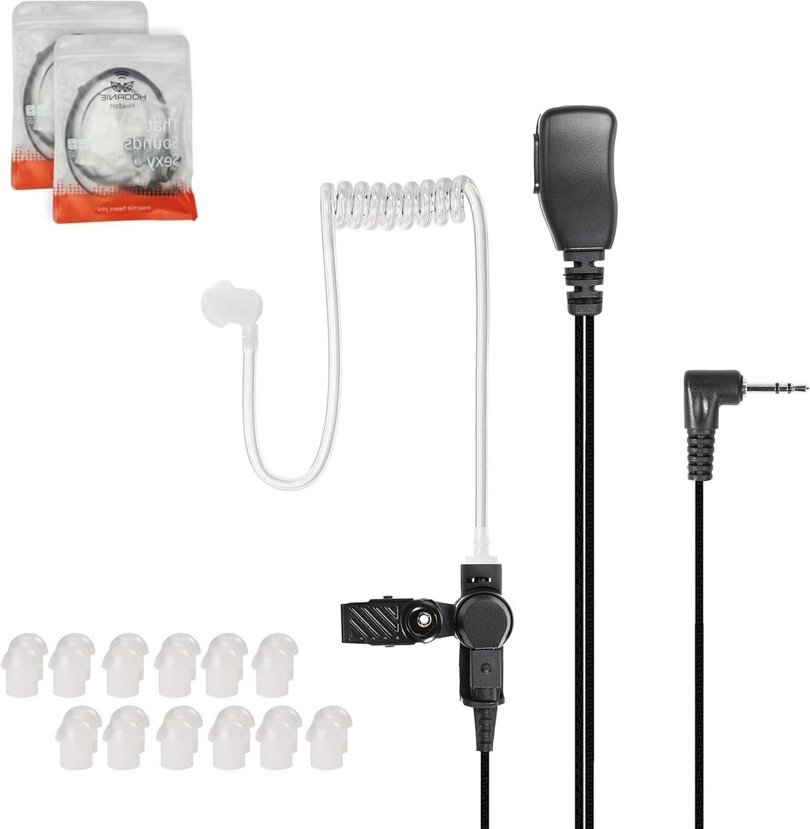 Draadloze Headsets - Oortjes Set - Communicatie Radio - Met PTT Knop - 2 Stuks - Zwart