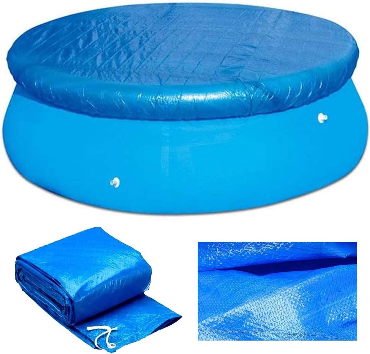 Ronde zwembadafdekking - waterdicht doek - rond eenvoudig opblaasbaar zwembad - geschikt voor tuin, buiten, waterspeeltuin, thuis, bovengrondse ronde zwembadafdekking - 305 cm diameter - Blauw