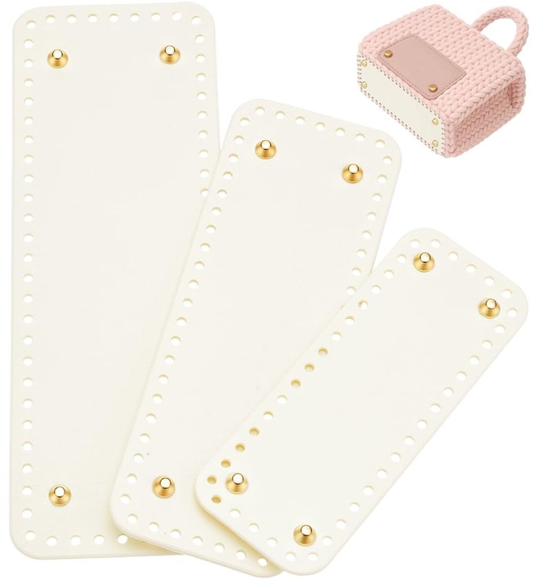 Dailygoods - DIY Gehaakte Handtas Bodem Kunstleer Set van 3