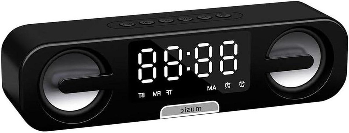 Smart Klok Speaker - Wekker Radio - Muziek Luisteren - LED Spiegeldisplay - Drie Helderheidsniveaus - Zwart