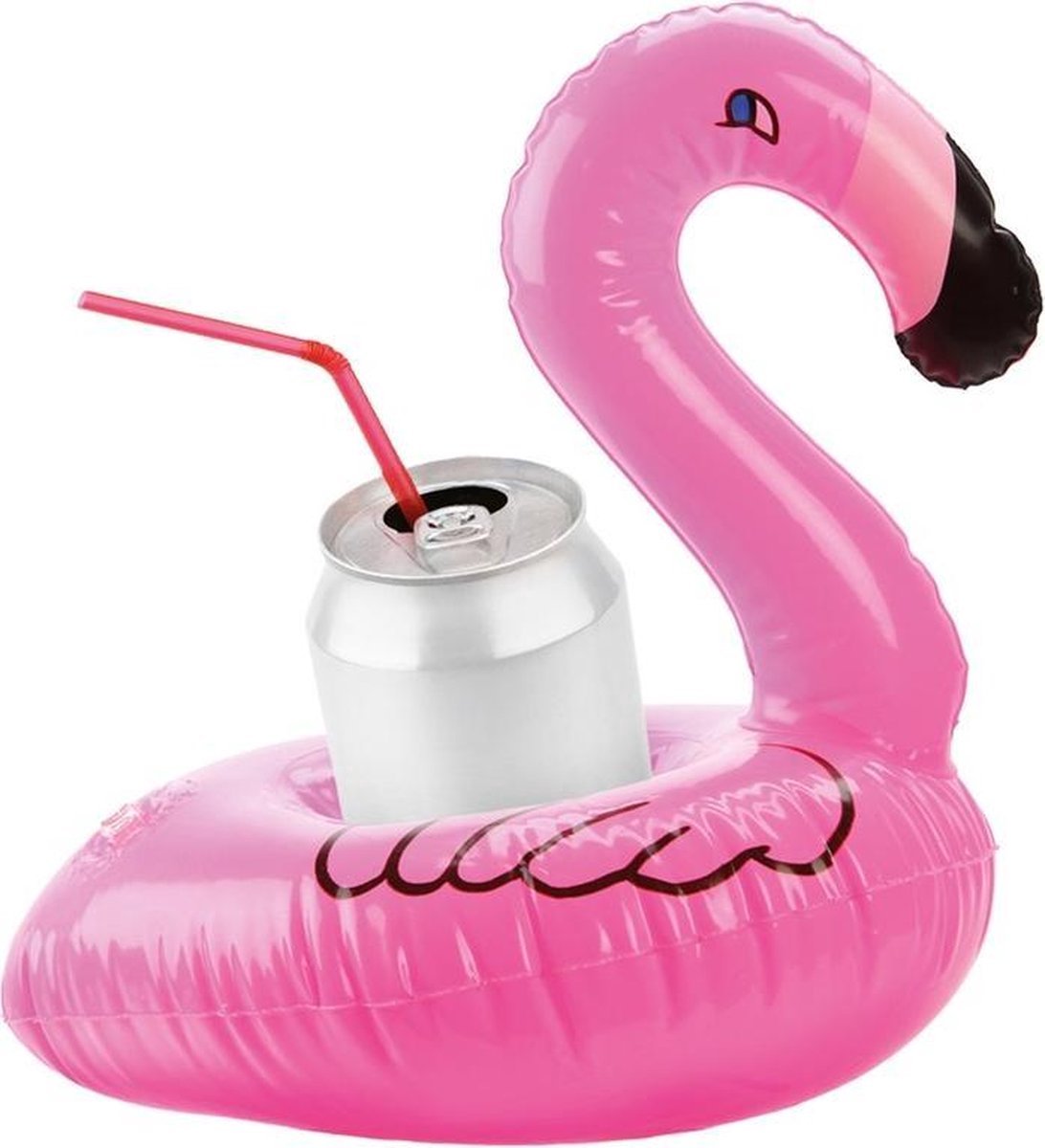 Okado Opblaasbare Flamingo Bekerhouder Roze – Drijvende Drinkhouder voor Zwembad, Strand en Feestjes – Inflatable Cup Holder