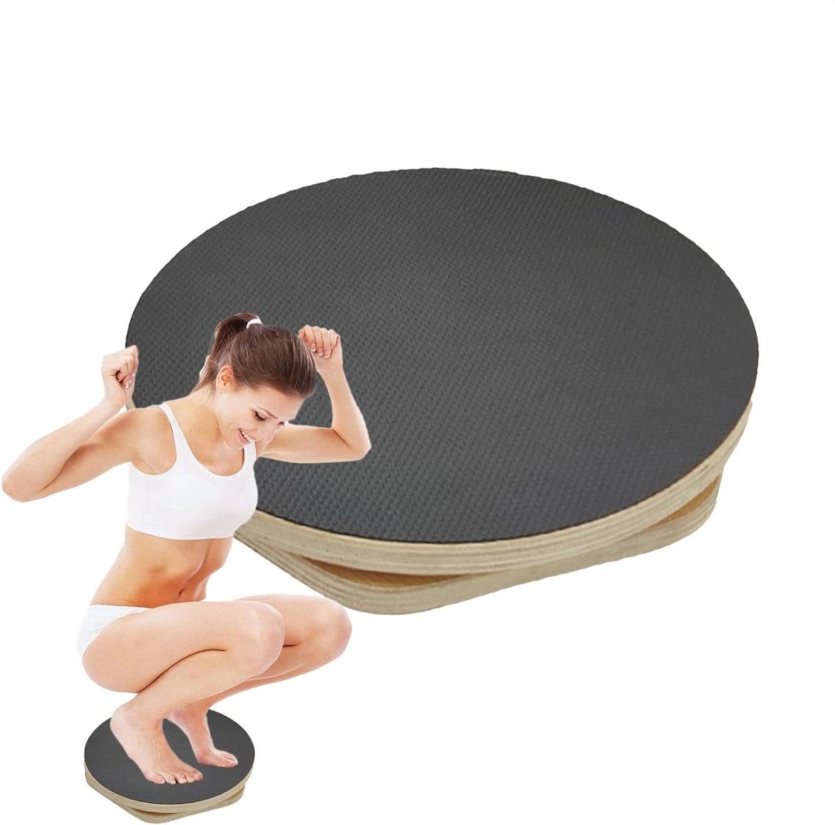 Draai Oefenmachine - Taille Twister Houten Bord - Kern Versterken - Antislip Massief Hout - 30 x 4 cm - Houtkleur
